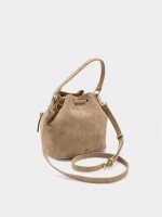 Bolso Bombonera Con Textura Y Cremalleras taupe
