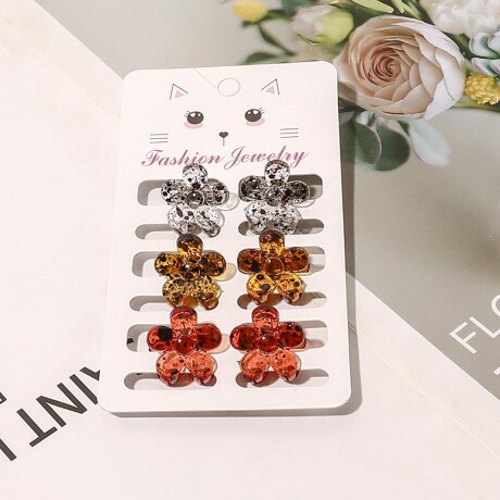 Set De Broches x6 Colores Fuertes Marrón