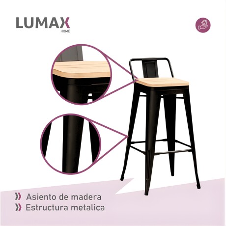 Taburete con respaldo Tolix en metal con asiento de madera Negro