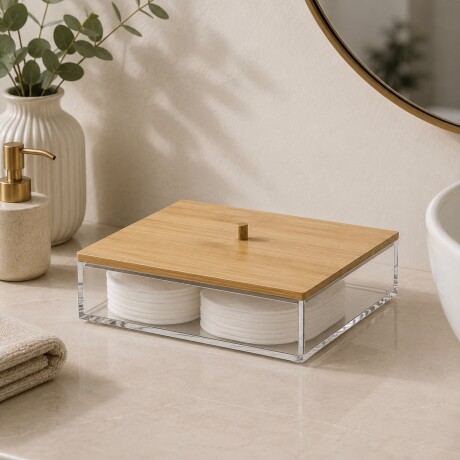 Organizador Acrílico Tapa Bambú Largo 19.5cm - Alto 5cm Organizador Acrílico Tapa Bambú Largo 19.5cm - Alto 5cm