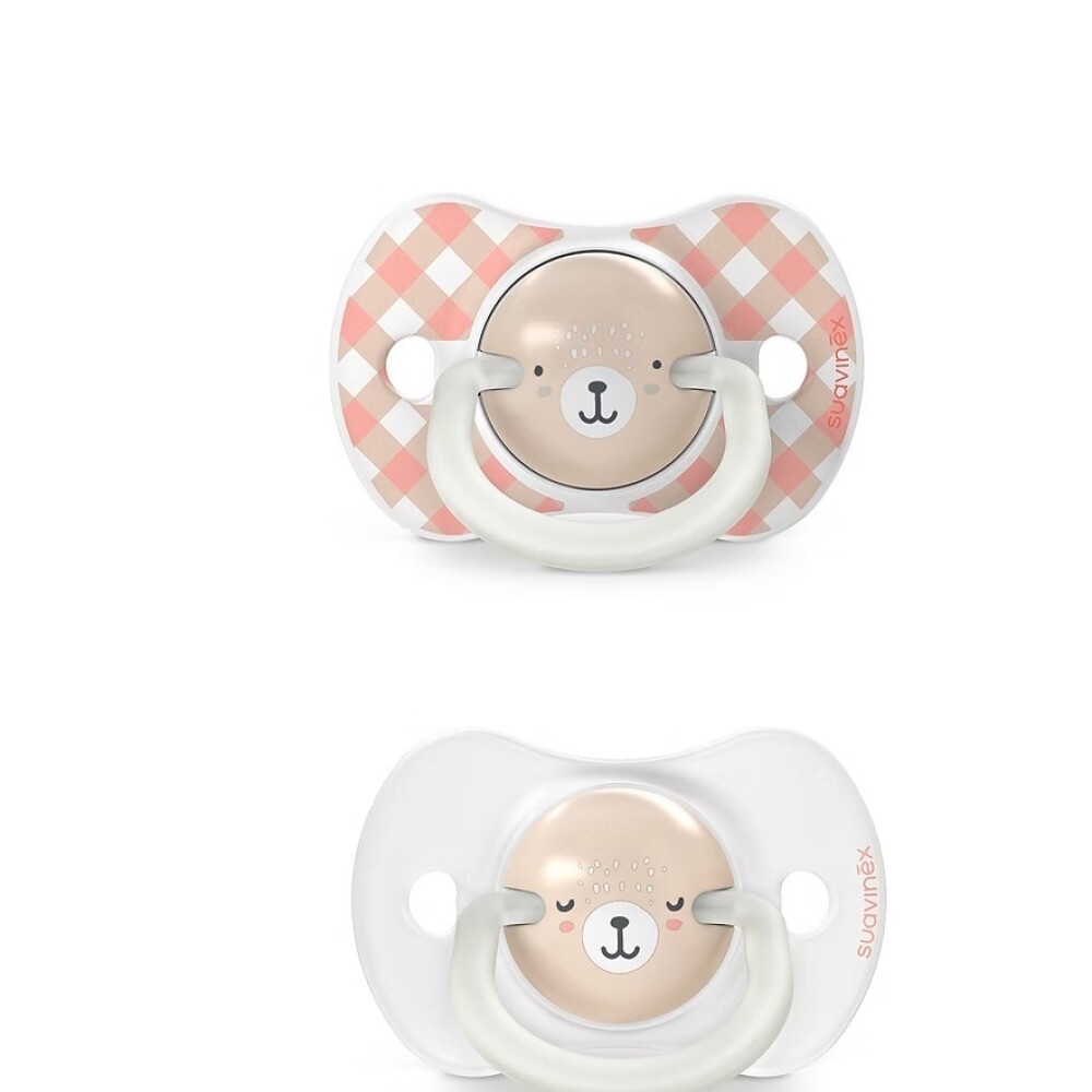 Set x2 chupete fisiológico Suavinex 0 a 6 M - Nocturnos Rosa salmon