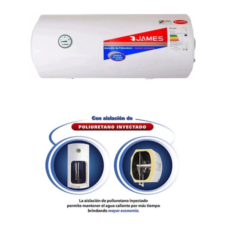 Calefones James Horizontal 80 Lts Poliuretano Inyectado Calefones James Horizontal 80 Lts Poliuretano Inyectado