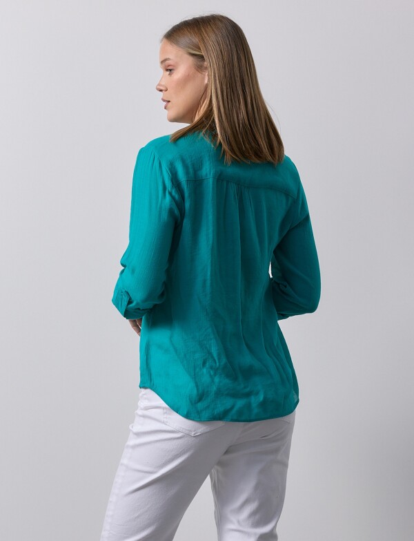 Blusa Nudo Botones TURQUESA