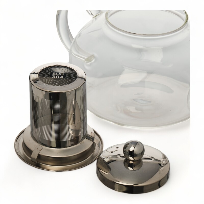 Tetera De Vidrio Borosilicato 800ml Con Filtro Acero Inoxidable Sin Color