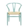 Silla Wishbone - Madera de Haya y Rattan natural Celeste