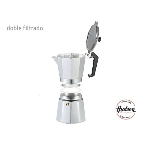 Cafetera Aluminio Pulido Hudson Tipo Italiana 9 tazas