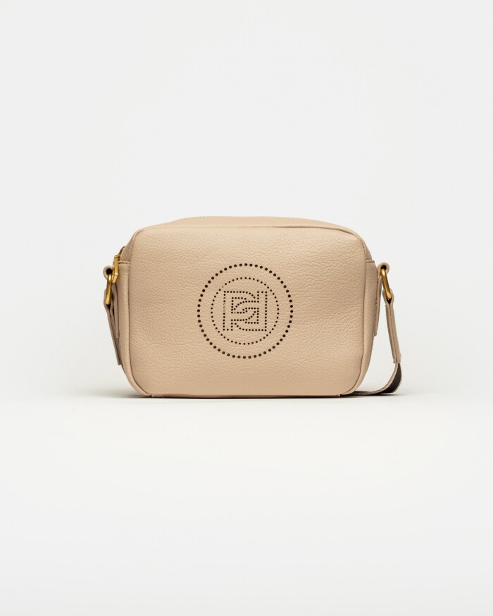 Bandolera Key en efecto cuero graneado Natural