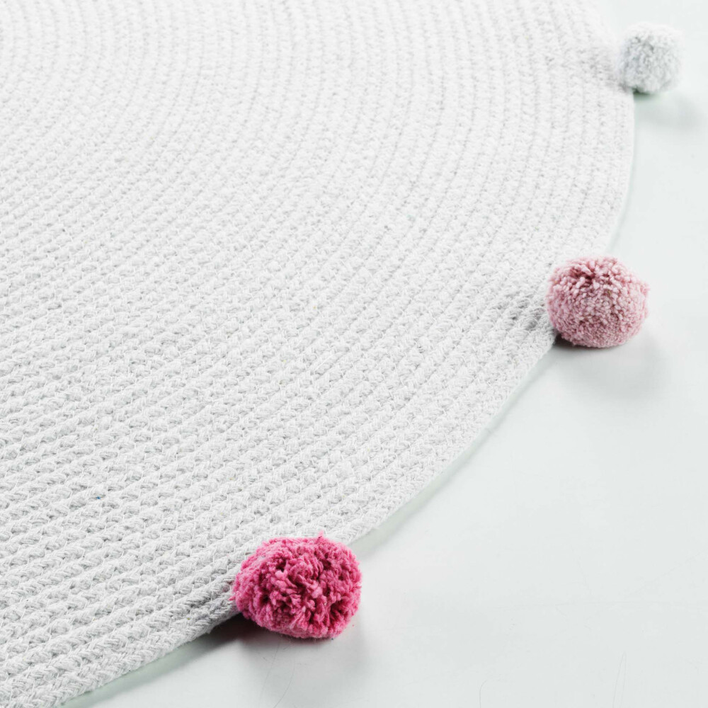 ALFOMBRA TELA BLANCO POMPONE 90CM