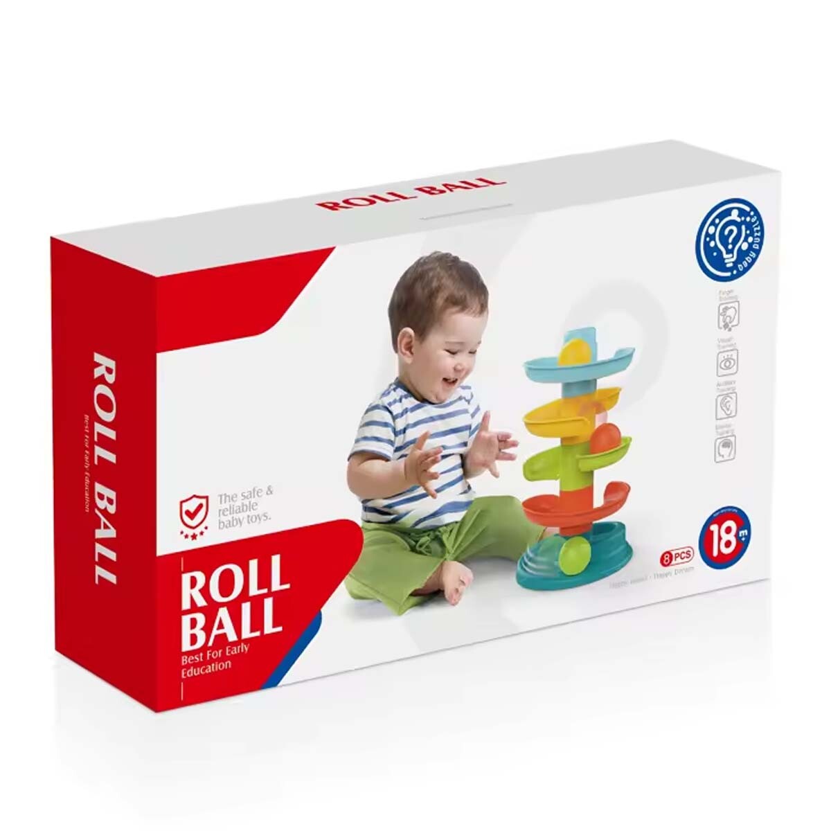 Juego Didáctico Torre 30Cm Pista Tobogán Pelota Bebé Huanger - Multicolor 