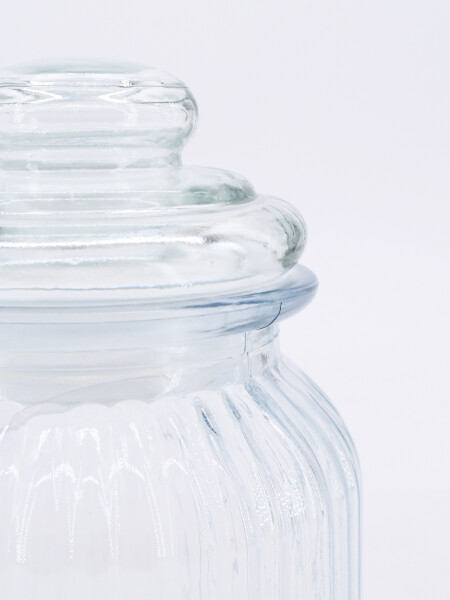 FRASCO DE VIDRIO CON TAPA TRANSPARENTE
