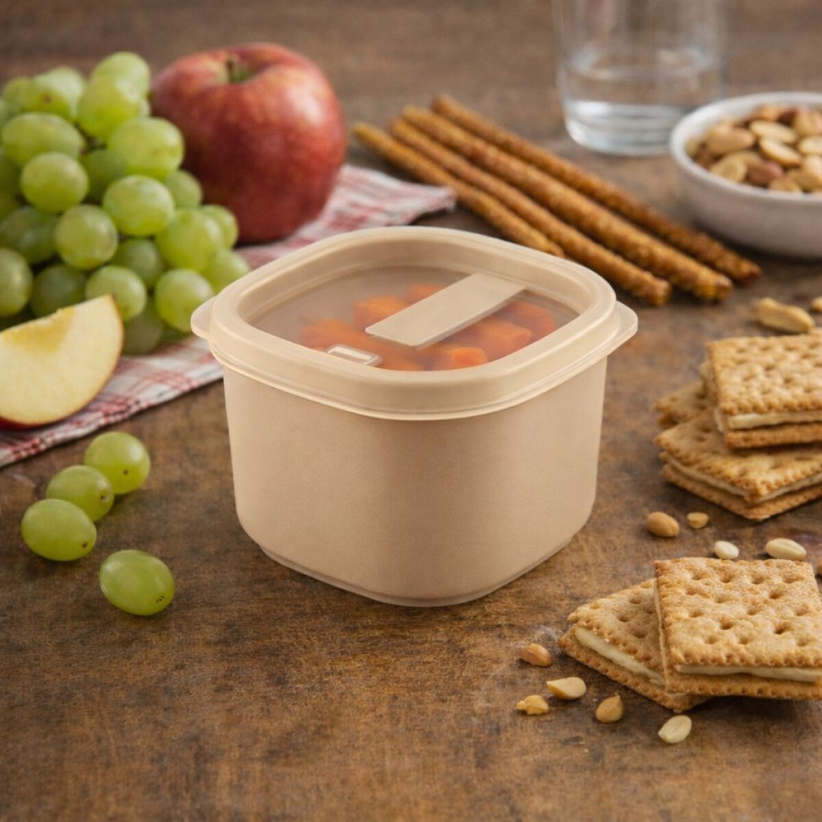 Recipiente Tupper hermético en Plástico Resistente con Tapa Transparente Tramontina 150ml - Arena 