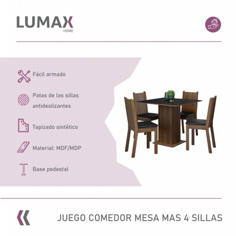 Juego de comedor Mesa de madera + 4 Sillas Negro