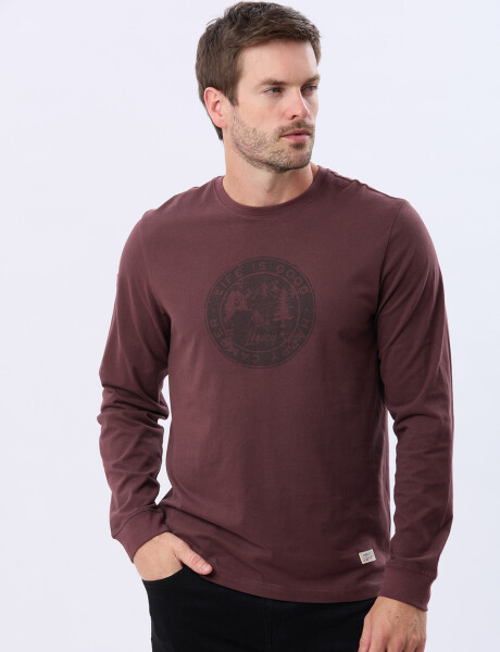 REMERA ESTAMPADA DE ALGODÓN BORDO