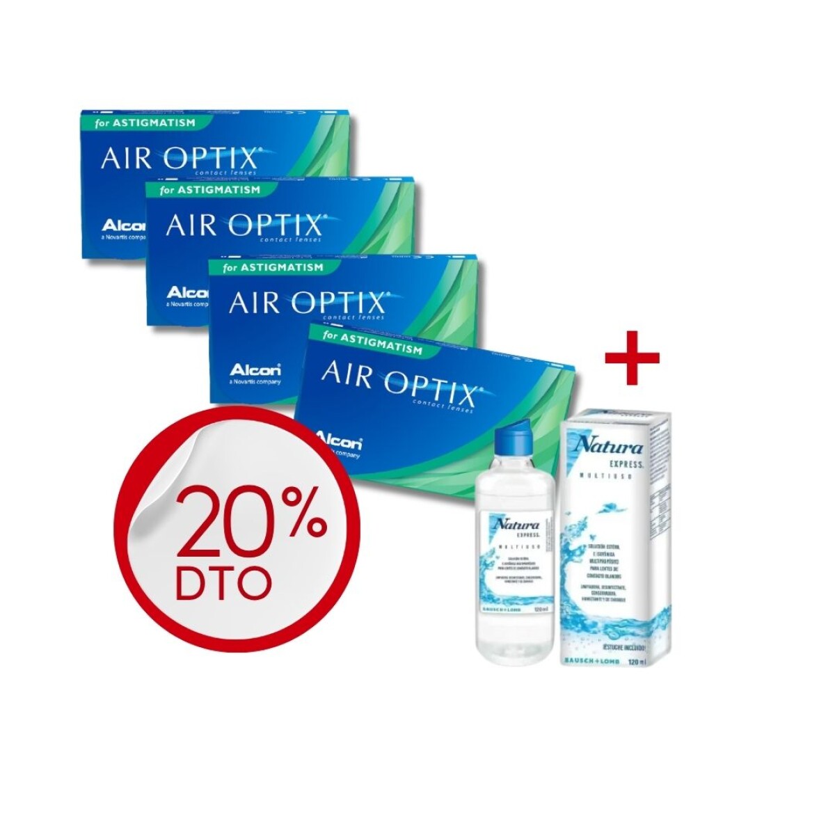 Air Optix Plus Astigm- PROMO 4 cajas + Renú Natura 