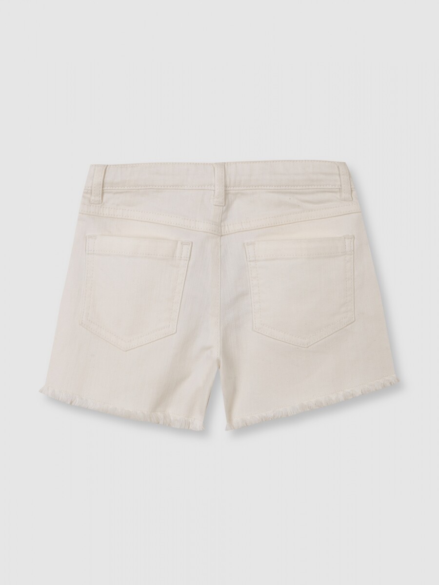 Pantalon Corto Con Bordados Blanco