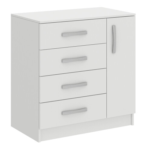 Comoda Cajonera Petit para Dormitorio de 4 Cajones 1 Puerta - FE - Blanco Comoda Cajonera Petit para Dormitorio de 4 Cajones 1 Puerta - FE - Blanco