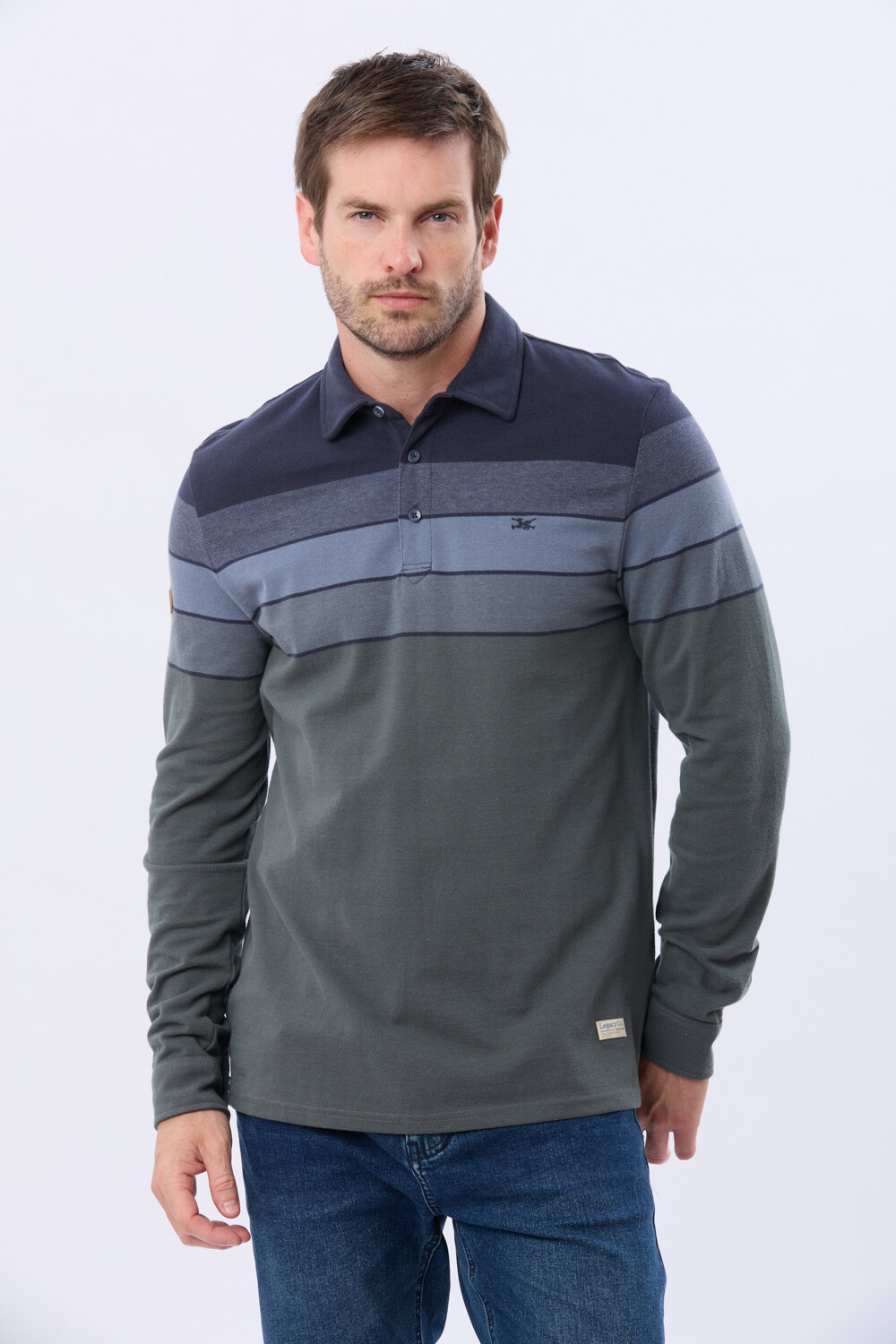 REMERA POLO PIQUE RAYADA Azul