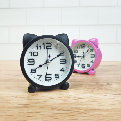 Reloj de escritorio con orejitas de gato Negro