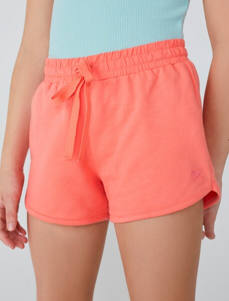 SHORT BÁSICO DE NIÑA CON ELÁSTICO NARANJA