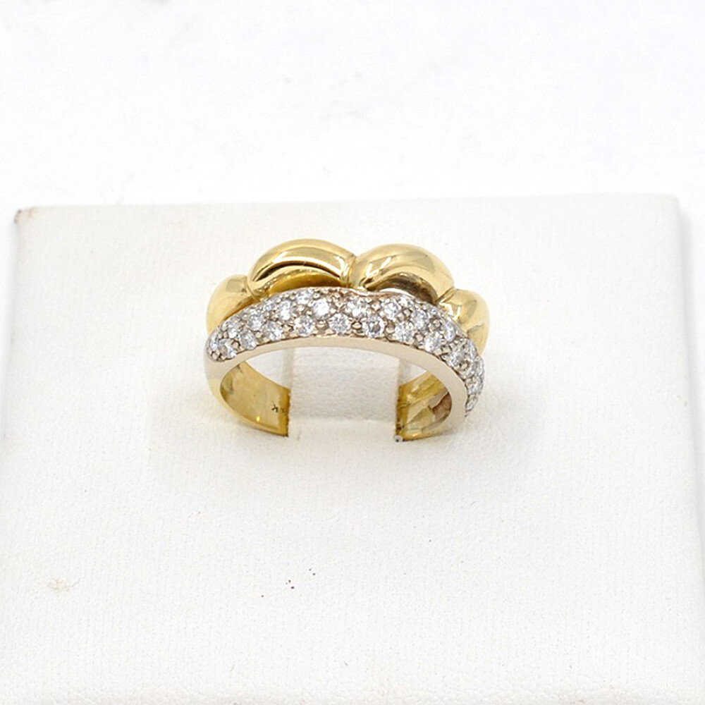 Anillo En Oro 18K Combinado Con Brillantes Anillo En Oro 18K Combinado Con Brillantes
