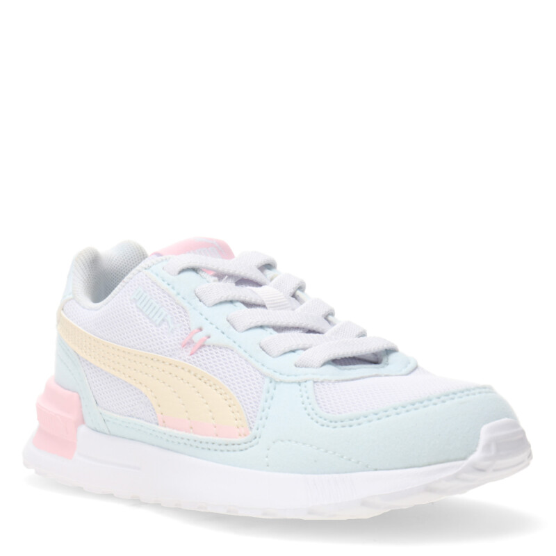 Championes Infantiles Puma Graviton AC Blanco - Verde - Amarillo