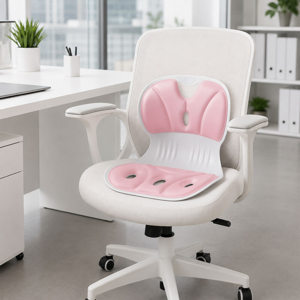 Respaldo Lumbar Corrector De Postura Espaldar Ergonómico Rosa