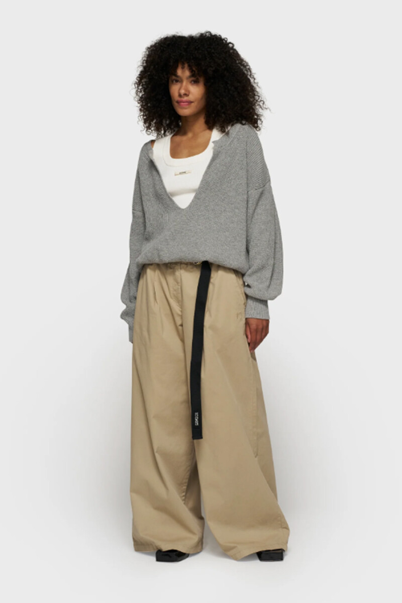 WIDE PANTS TWILL Beige