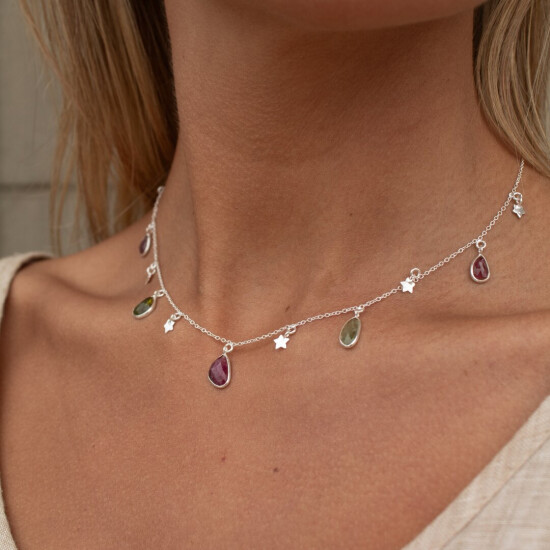 Collar Cadena Karvik Turmalinas Plata 925 0
