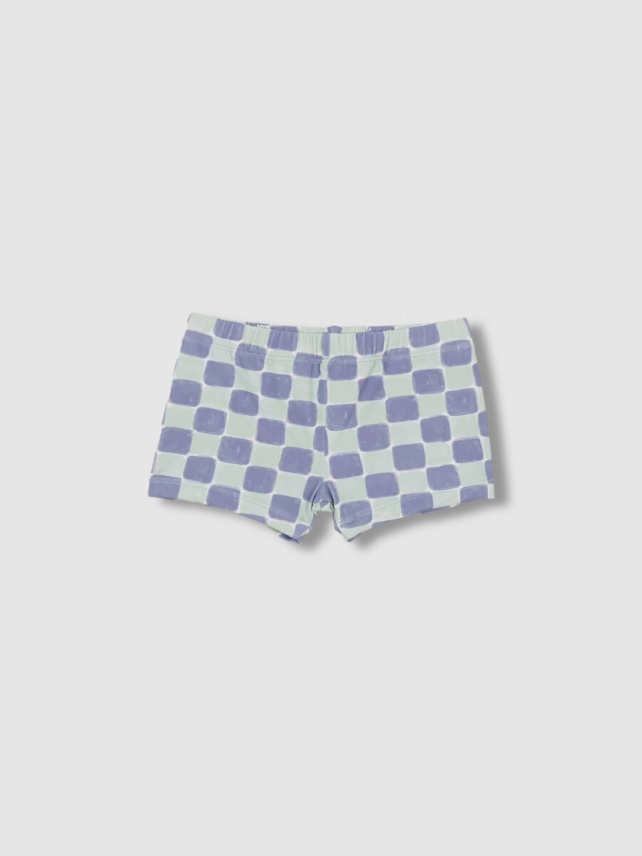 Bañador Estampado De Cuadros Gris