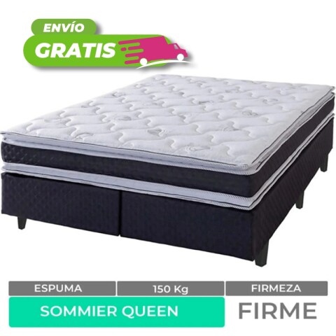 Sommier Queen Box Patas de Polipropileno con Colchón Pekin EPS y Doble Pillow 130 Kg Sommier Queen Box Patas de Polipropileno con Colchón Pekin EPS y Doble Pillow 130 Kg