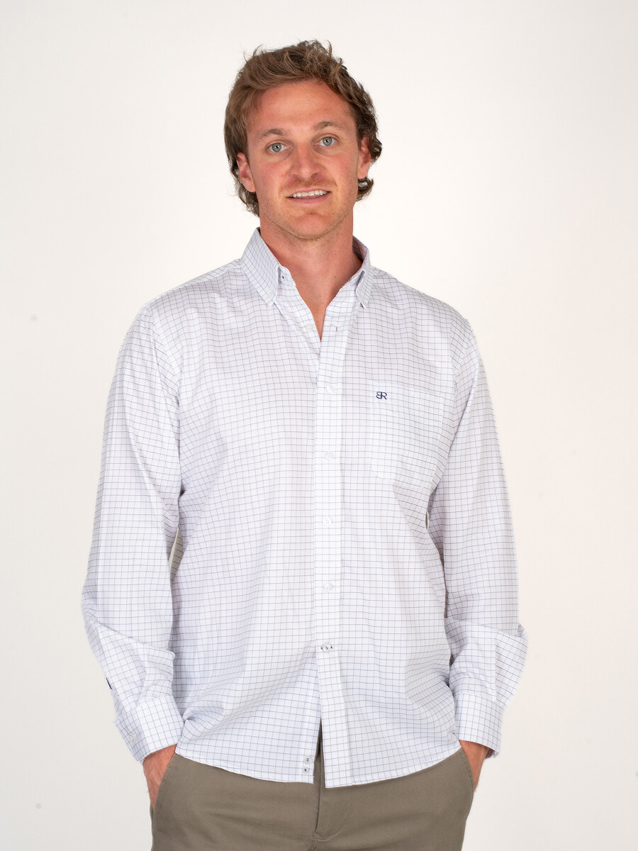 Camisa Escocesa - Blanca y Azul 