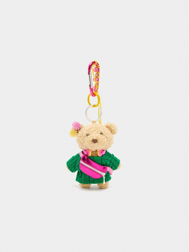 Llavero Charm Oso Con Auriculares multicolor