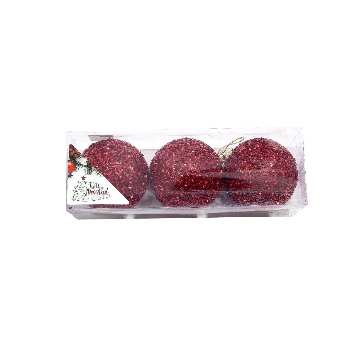 Esferas Con Glitter X 3 Unidades 8 Cm 