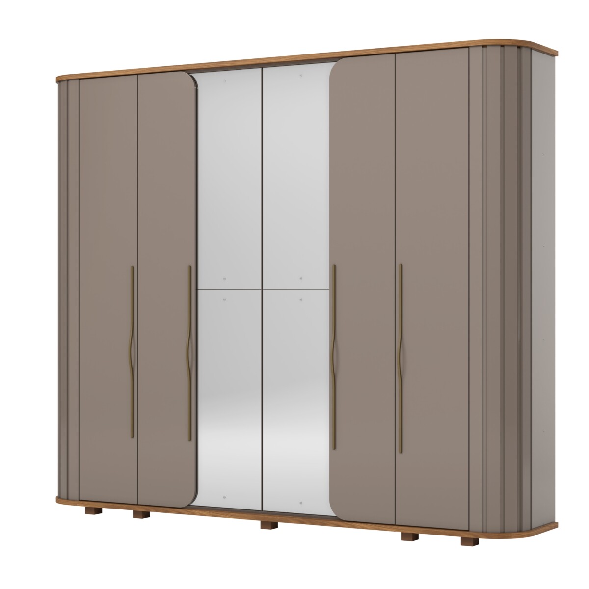 ROPERO PREMIUM 6 PUERTAS 6 CAJONES INTERNOS CON ESPEJO GUARDARROPA CLOSET ARMARIO - CANELA 