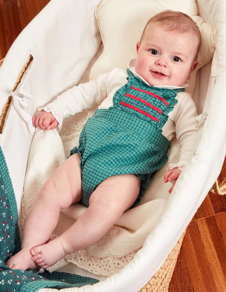 Rana Cuadro Vichy Con Smock - Verde 