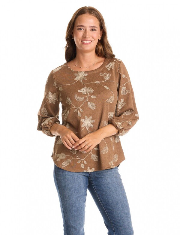 Blusa Flores TOSTADO