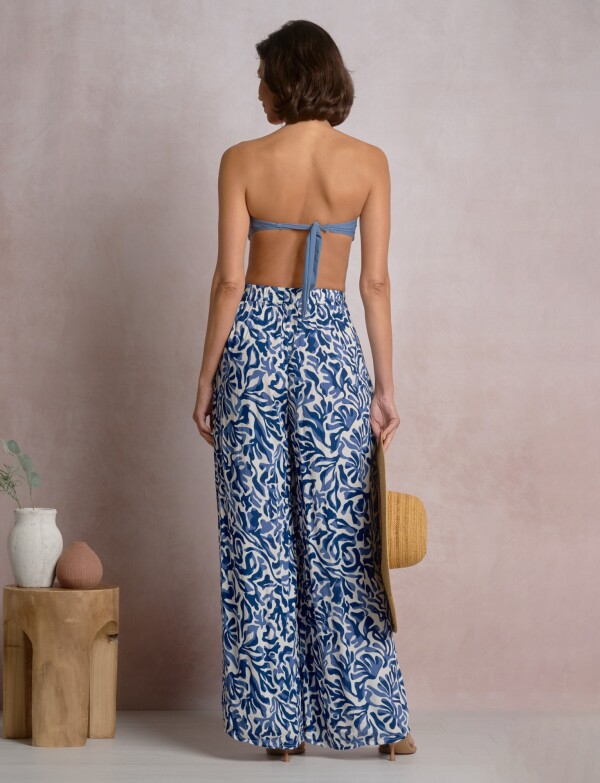 Pantalón Palazzo Estampado AZUL/MULTI
