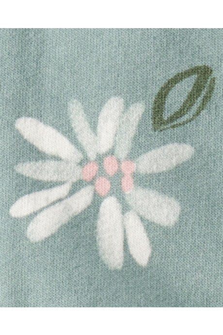 Set tres piezas de algodón, campera, pantalón y body, diseño floral Sin color