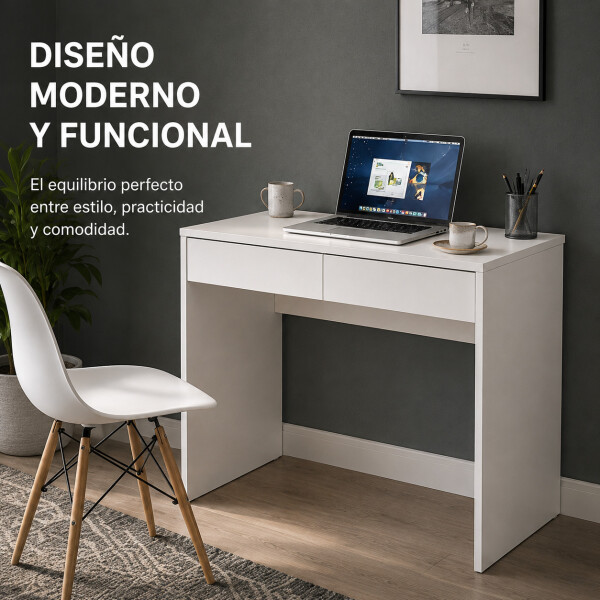 Escritorio Mesa ComboHome 120 Cm 2 Cajones Calidad Premium Blanco 1
