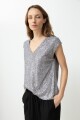 Blusa lentejuelas escote V plateado