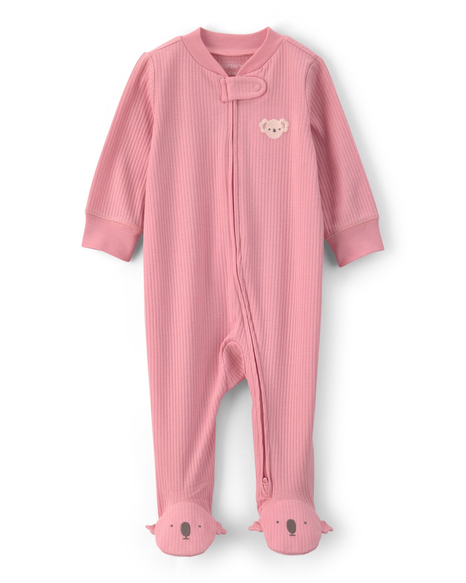 Pijama una pieza de algodón, con pie, rosado, diseño koala Sin color