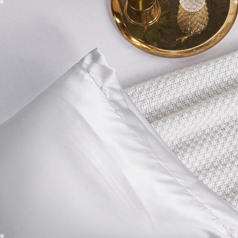 Funda Almohada De SatÃ­n SatÃ©n Tipo Seda Suave Gris Claro