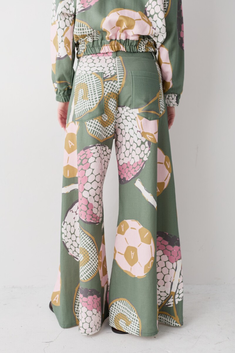 PANTALON WIDE XL PRINT TEAM Macros Verde