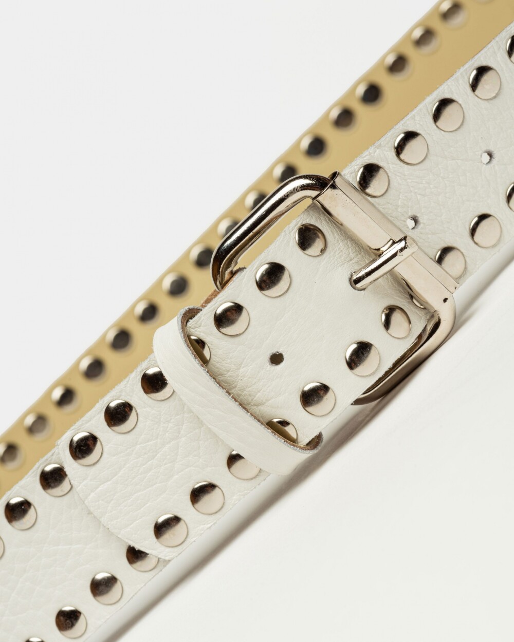 Cinturón Luna en cuero graneado Blanco