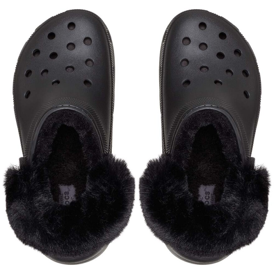Classic Platform Fuzz Lined Clog W Black