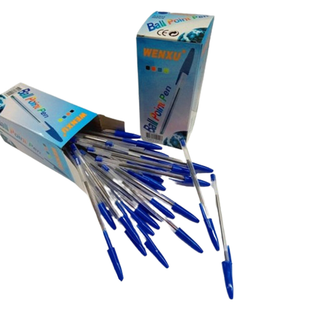 Pack x50 De Lapiceras Con Punta Metalica Azul