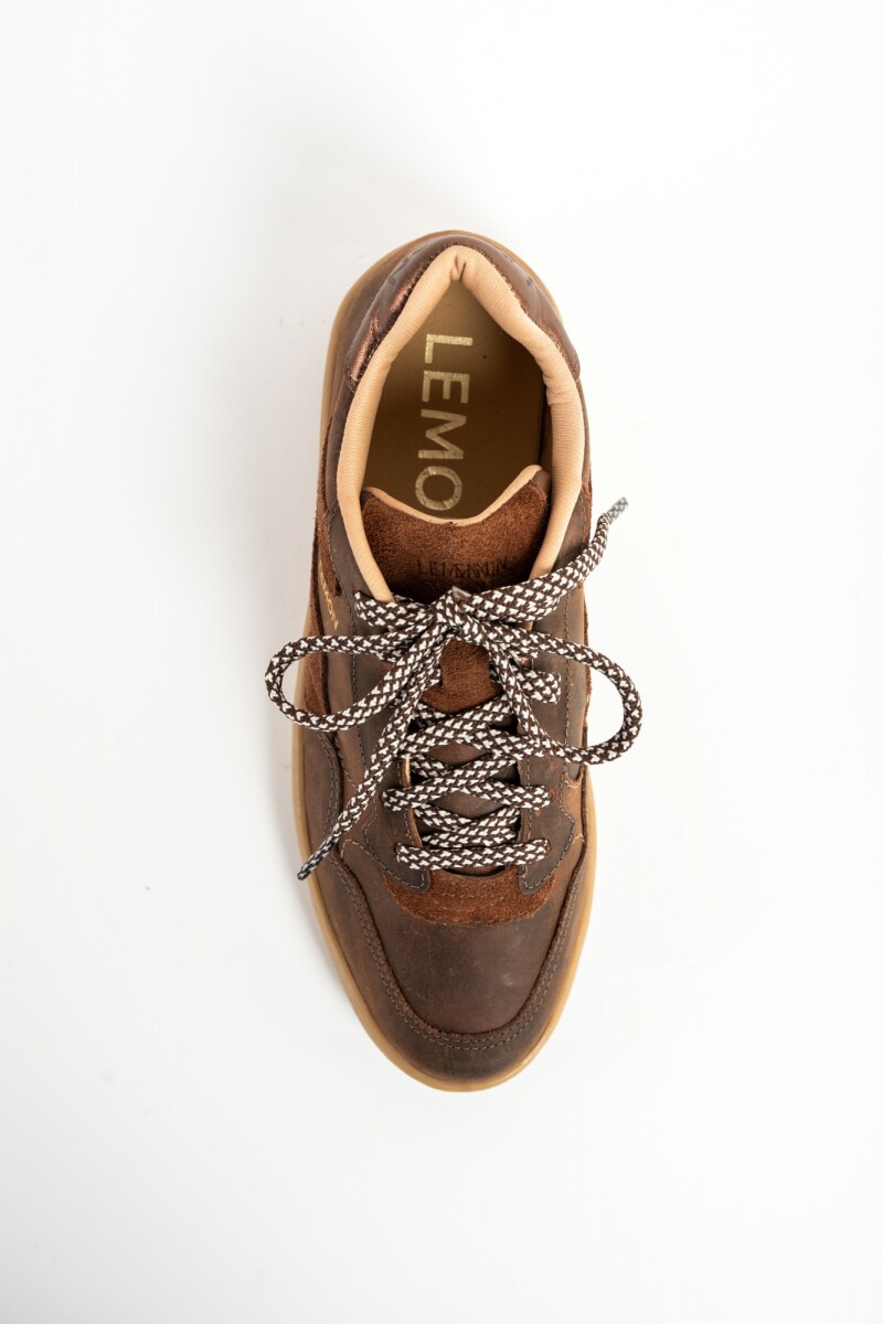 Zapatilla Cuero Marron