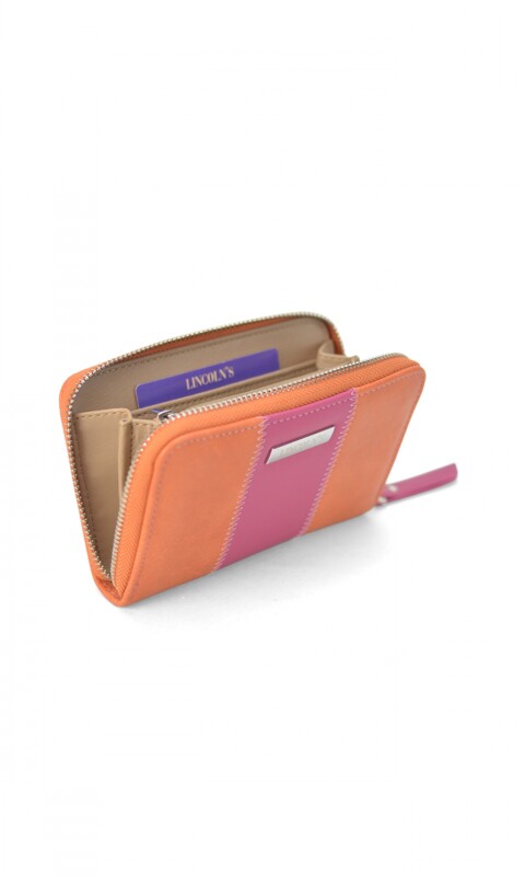 BILLETERA DEDALERA MANDARINA Y FUCSIA