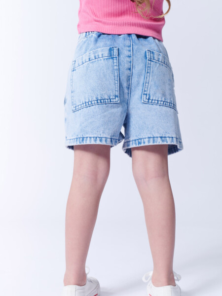 Short Jean Con Pinzas Celeste