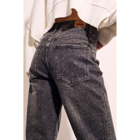 Jean Recto Apliques Negro